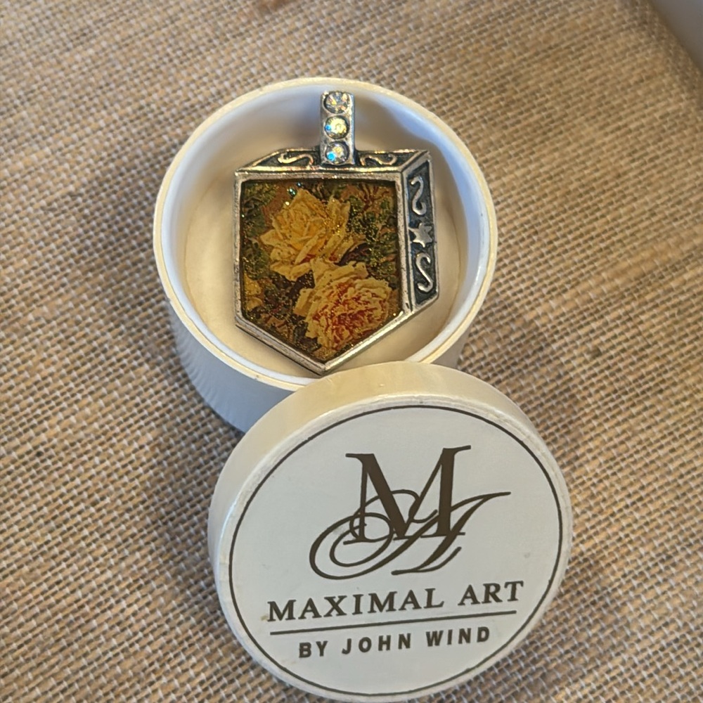 Vintage Maximal Art Dreidel Pin with Swarovski Crystals